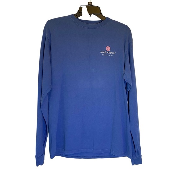 Simply Southern Women's size M Blue Drama Llama Long sleeve crew neck tee Shirt - Picture 2 of 7